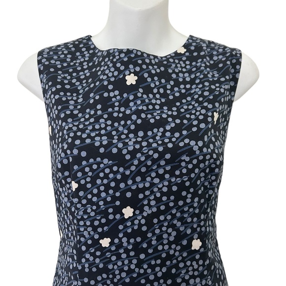 Marimekko blue ditsy floral sleeveless shift dress size 38/small bohemian career - Picture 3 of 10